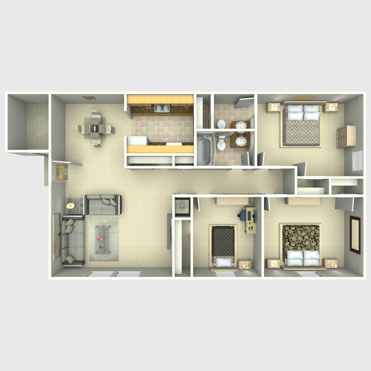 Floor plan image of 3 Bed 1.5 Bath
