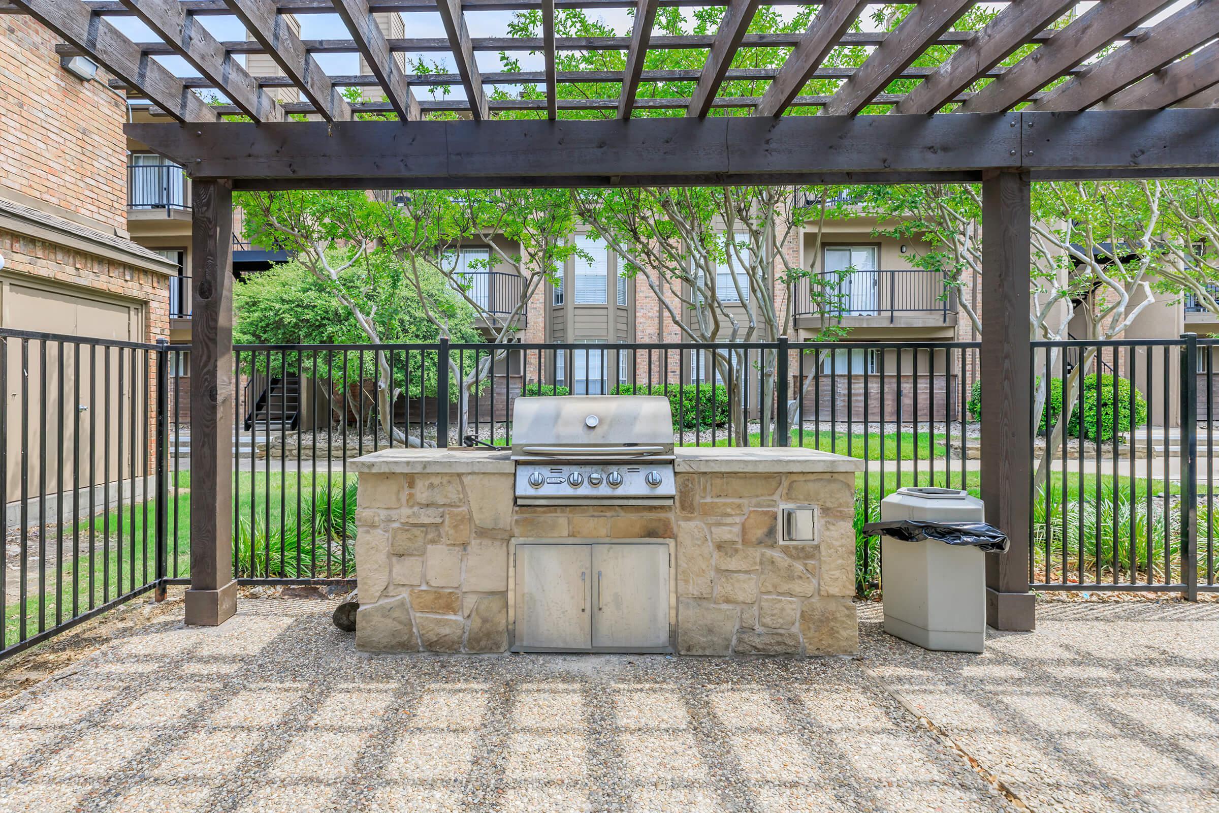 a bench in front of a building