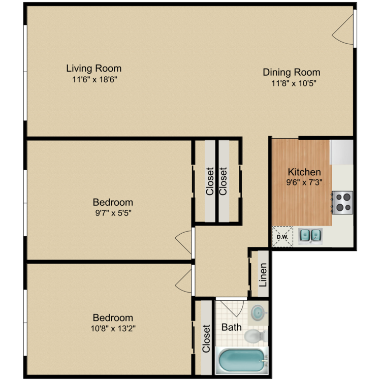 Two Bedroom Small floor plan image