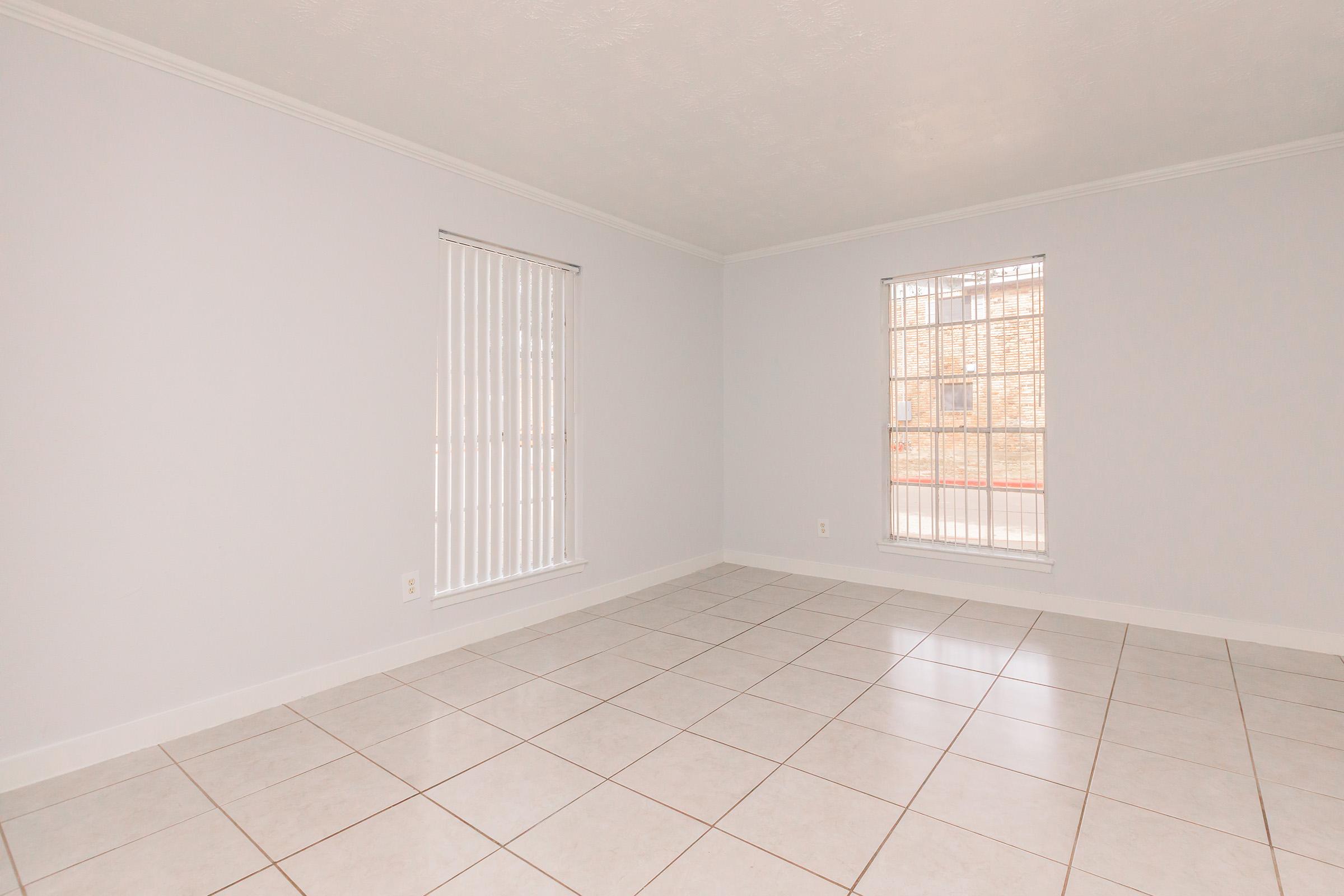 a room with a tiled floor