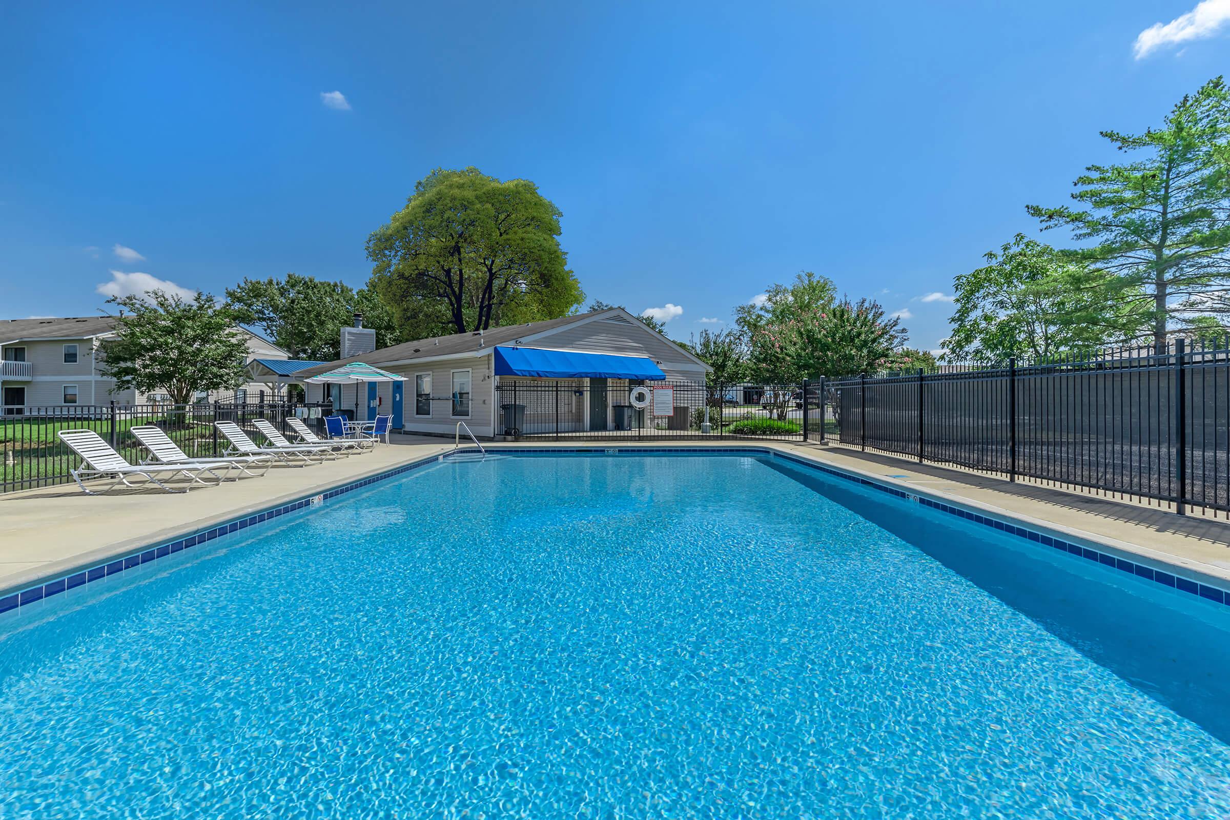 a blue pool of water