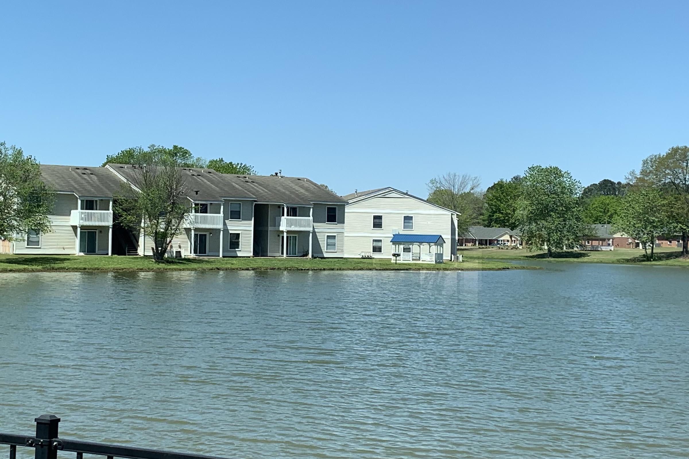 a body of water in front of a house