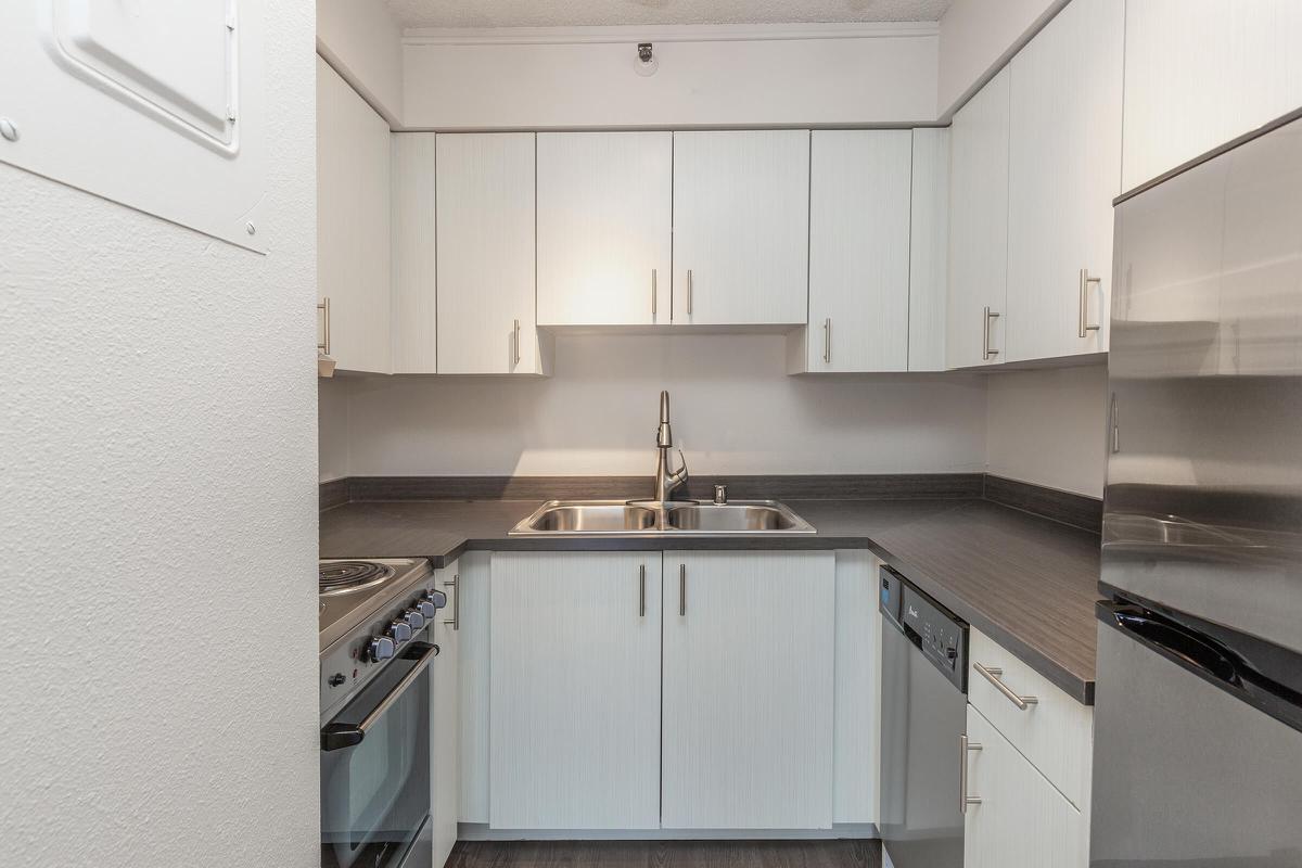 a kitchen with a stove and a refrigerator