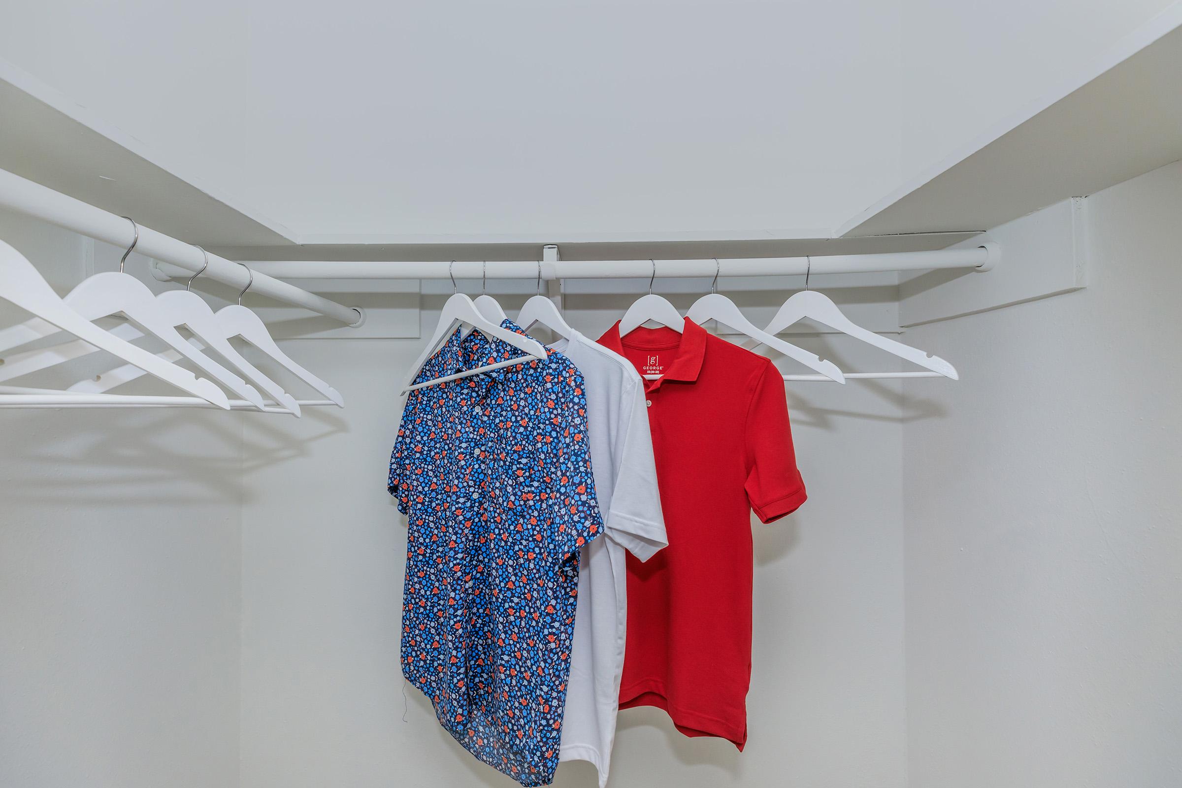 clothes hanging on a wall