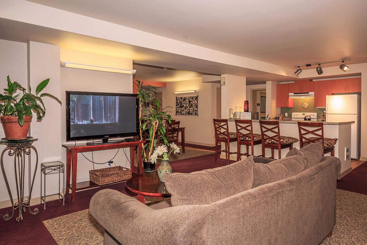 a living room filled with furniture and a tv