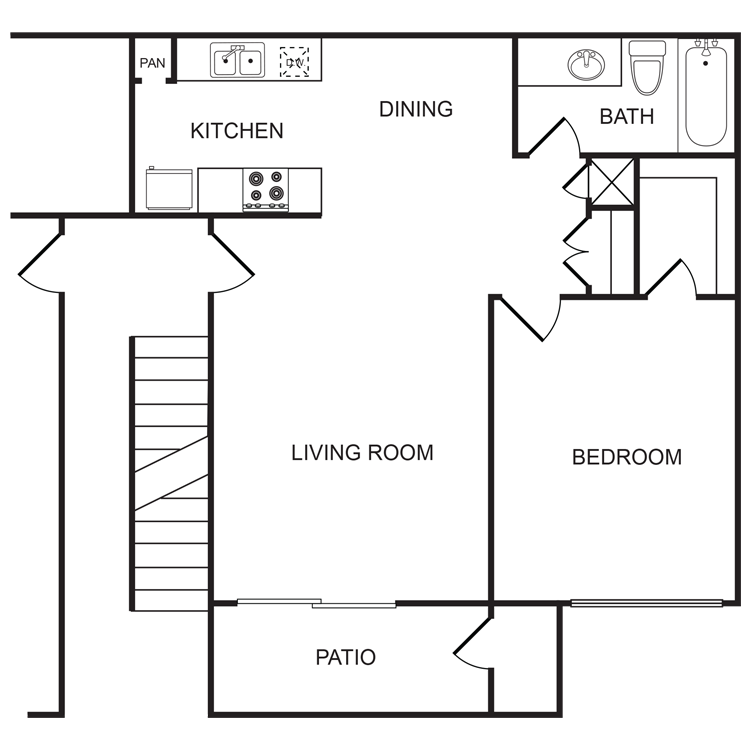 Floor plan image of 1 Bed 1 Bath