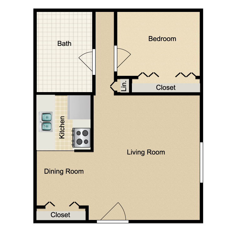 Floor plan image of 1 Bed 1 Bath