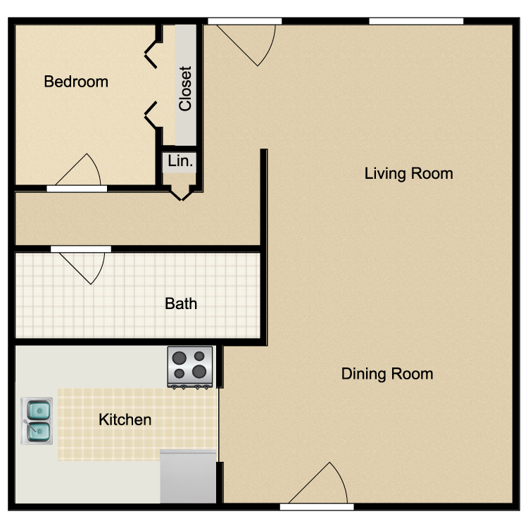 Floor plan image of 1 Bed 1 Bath A