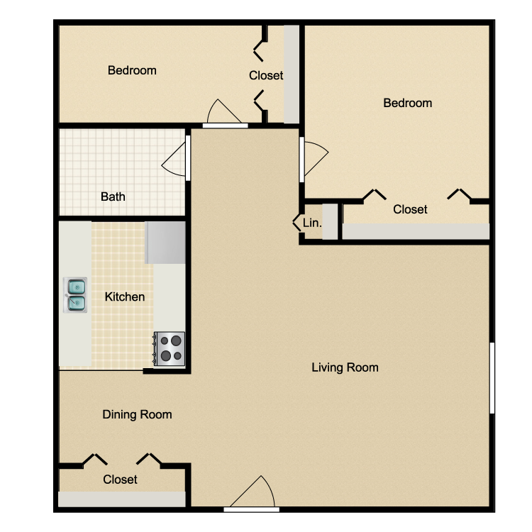 Floor plan image of 2 Bed 1 Bath A
