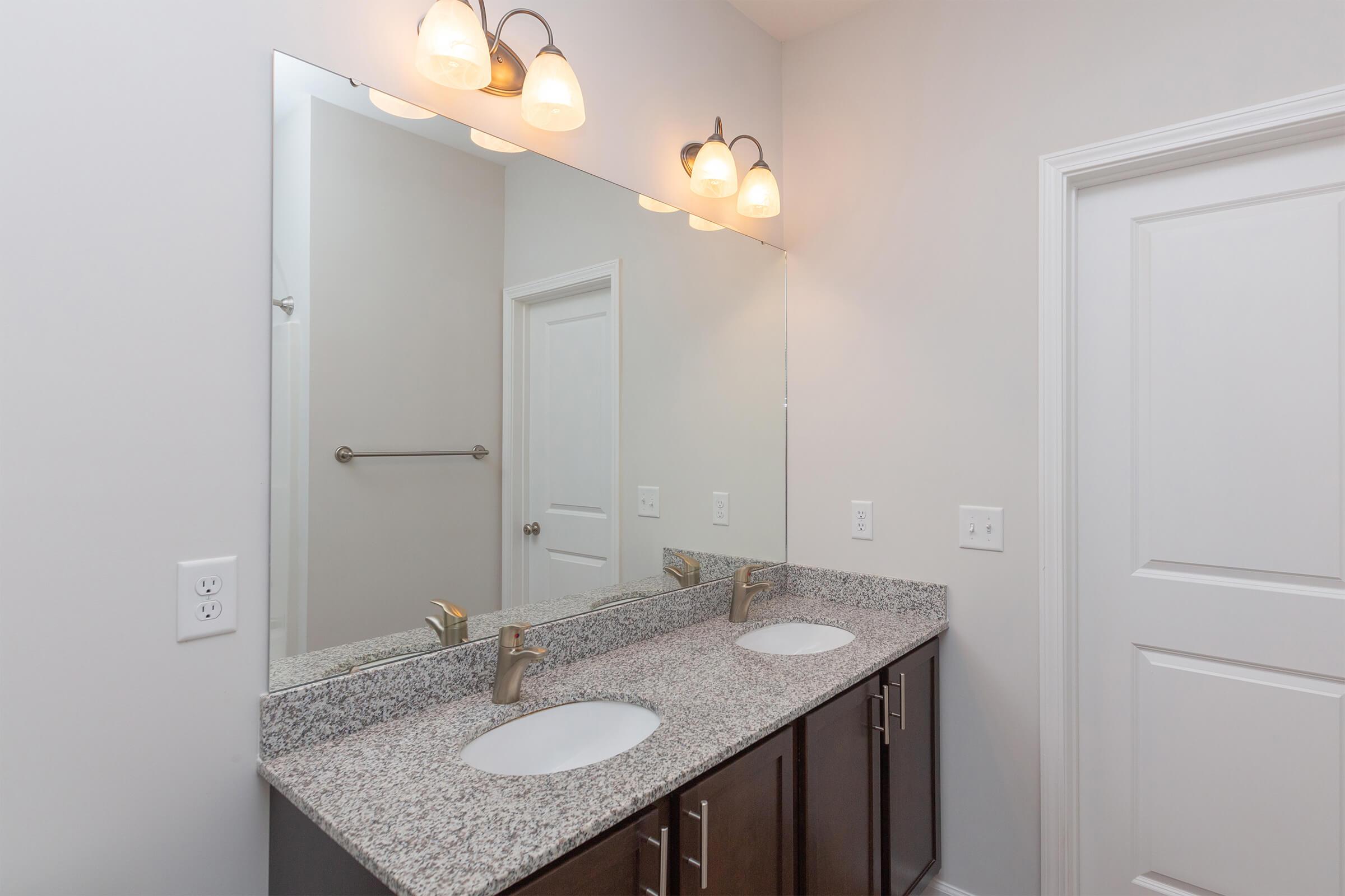 a sink and a mirror