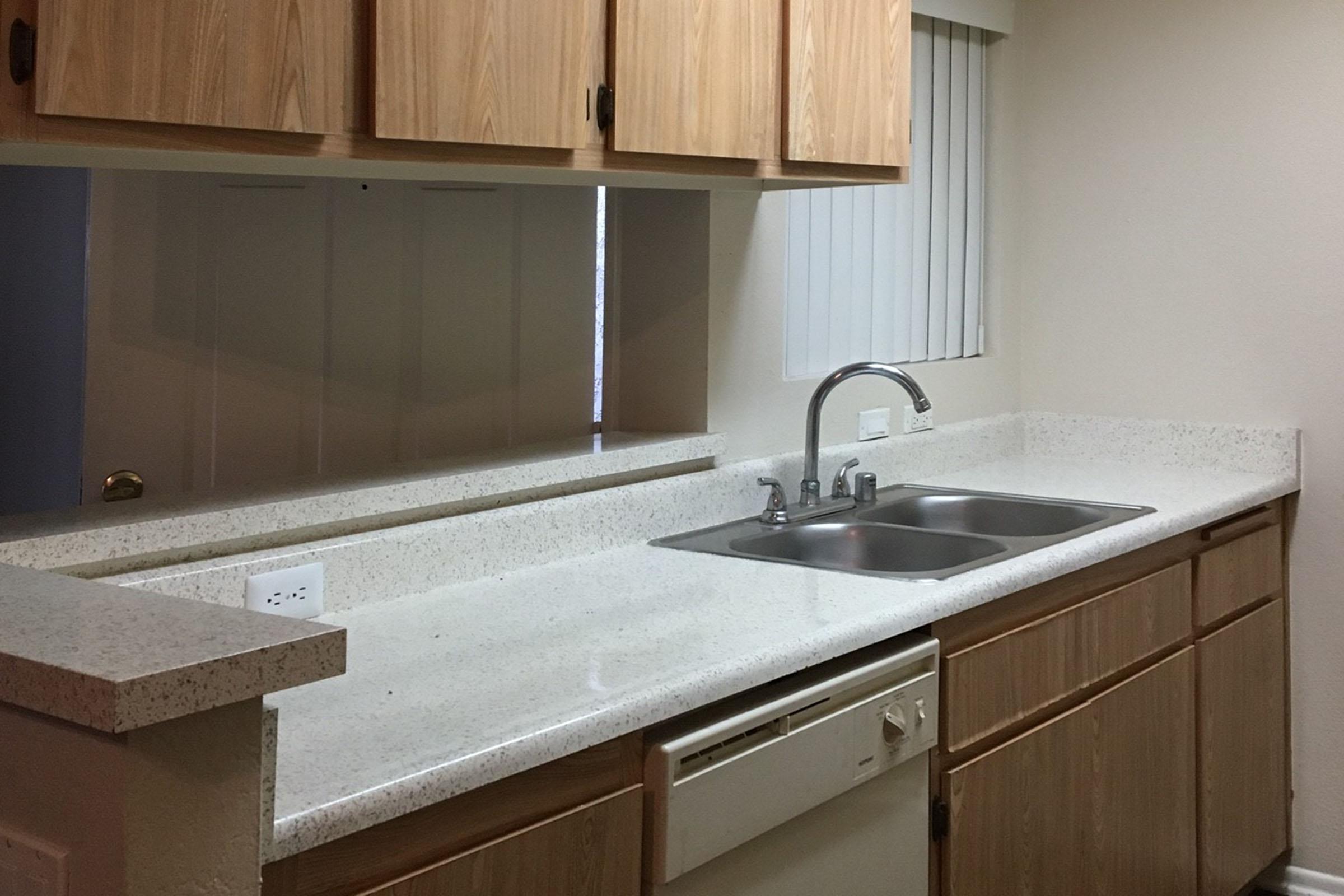 kitchen with white countertops