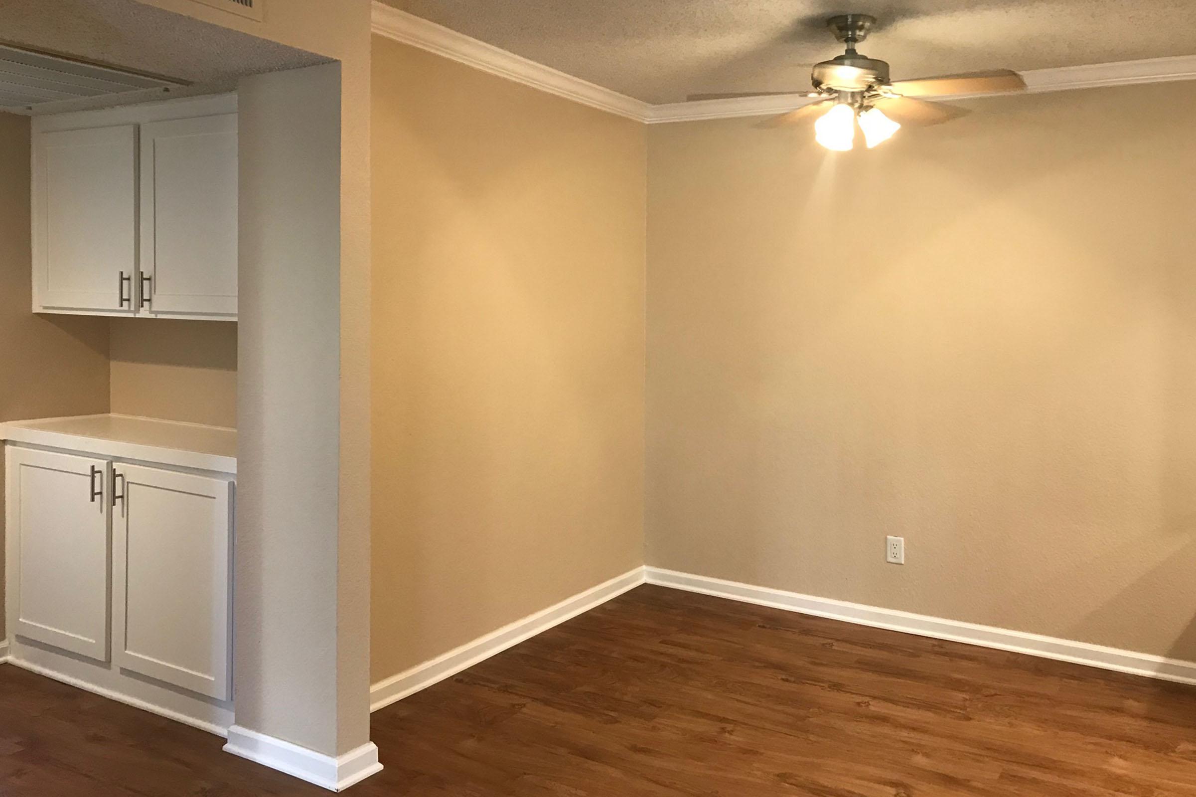 dining room with white cabinets