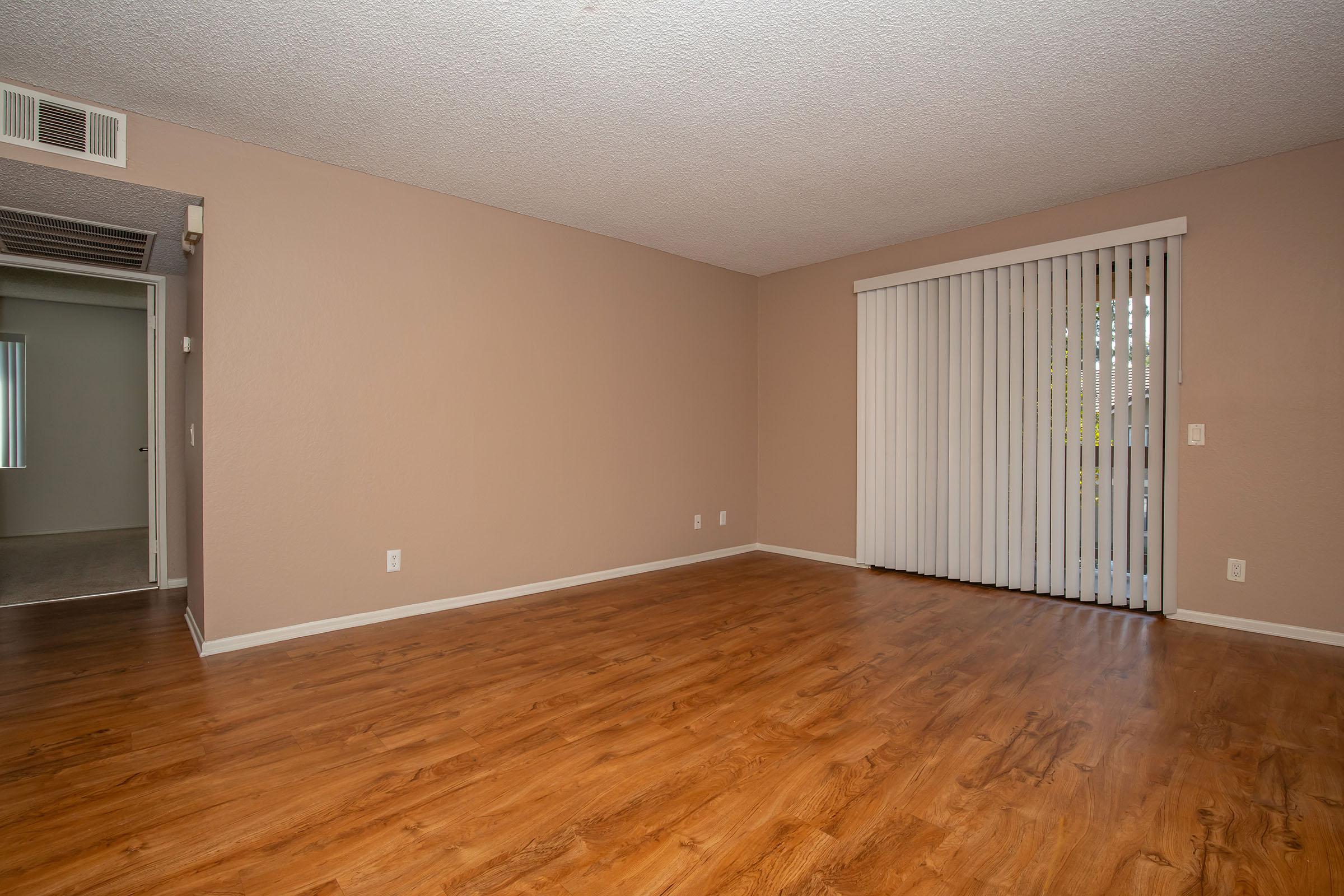 living room with white window shades