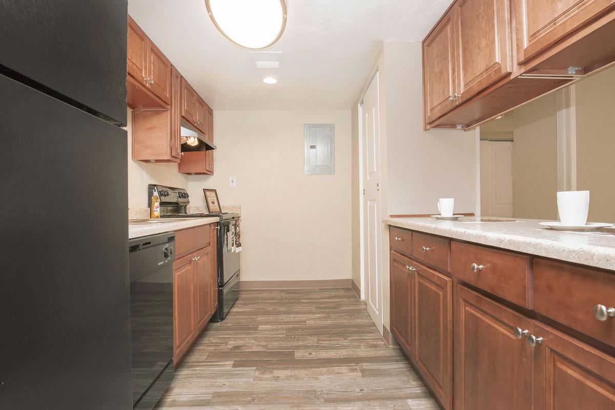  Kitchen with wooden cabinets