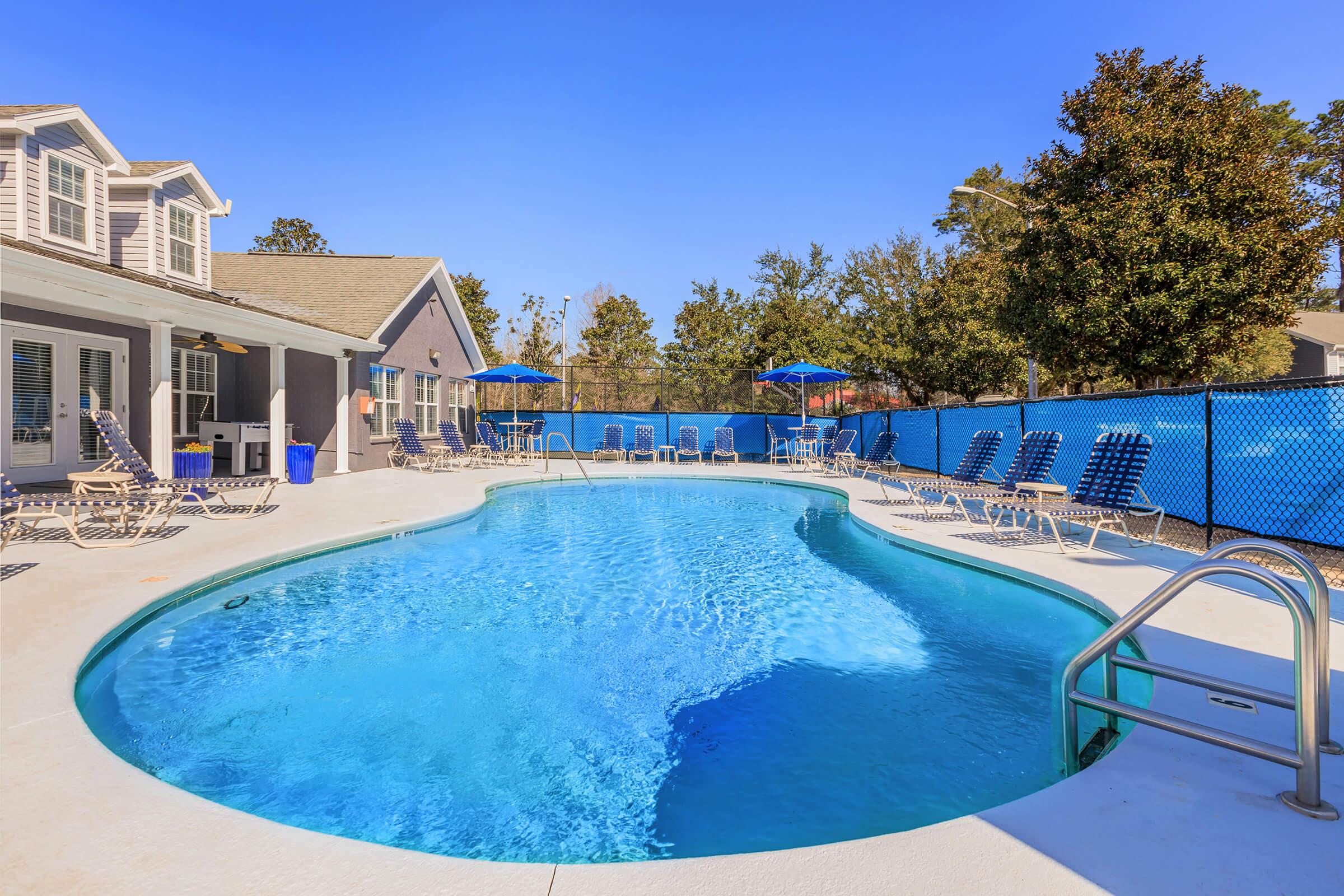 a blue pool of water