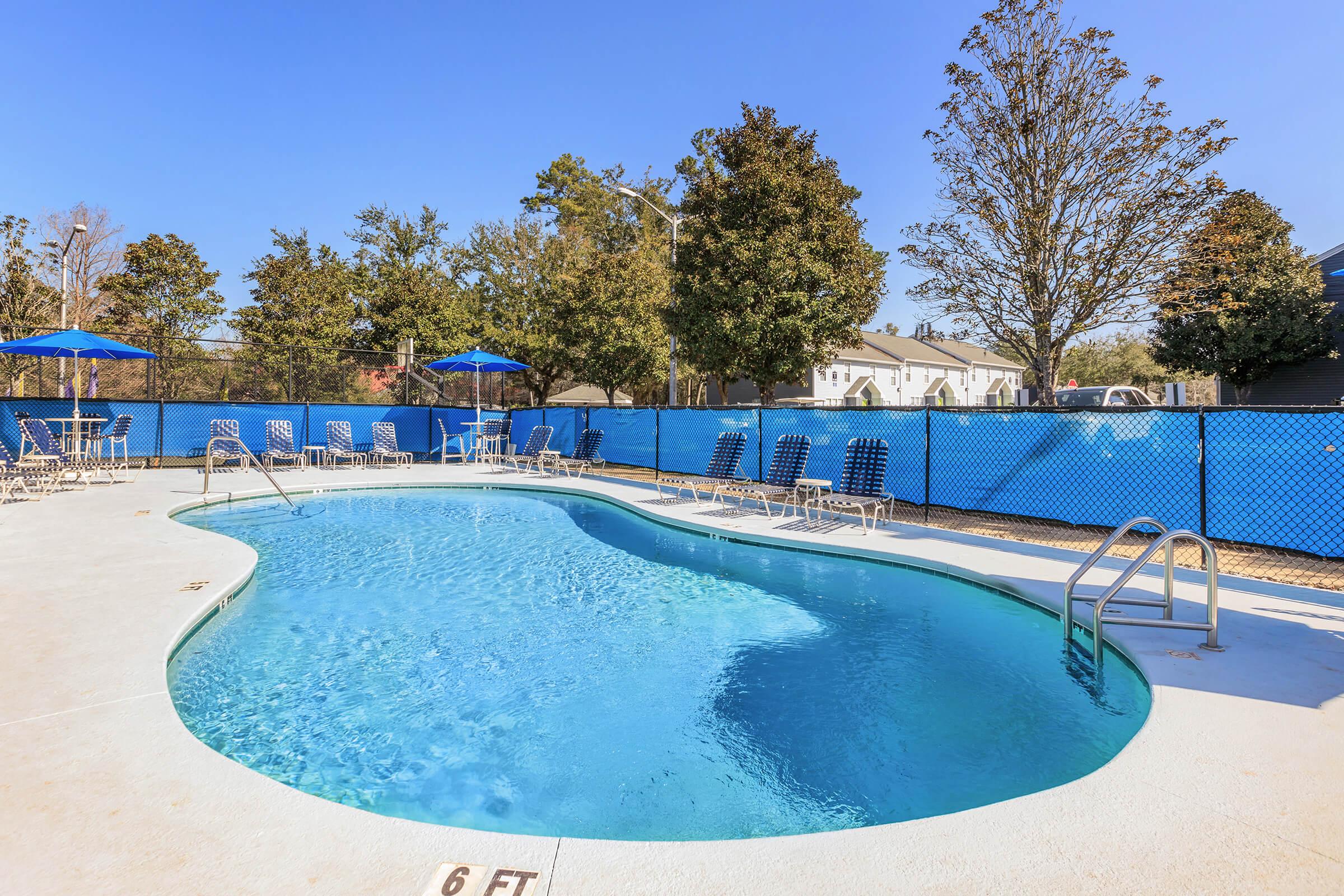 a blue pool of water