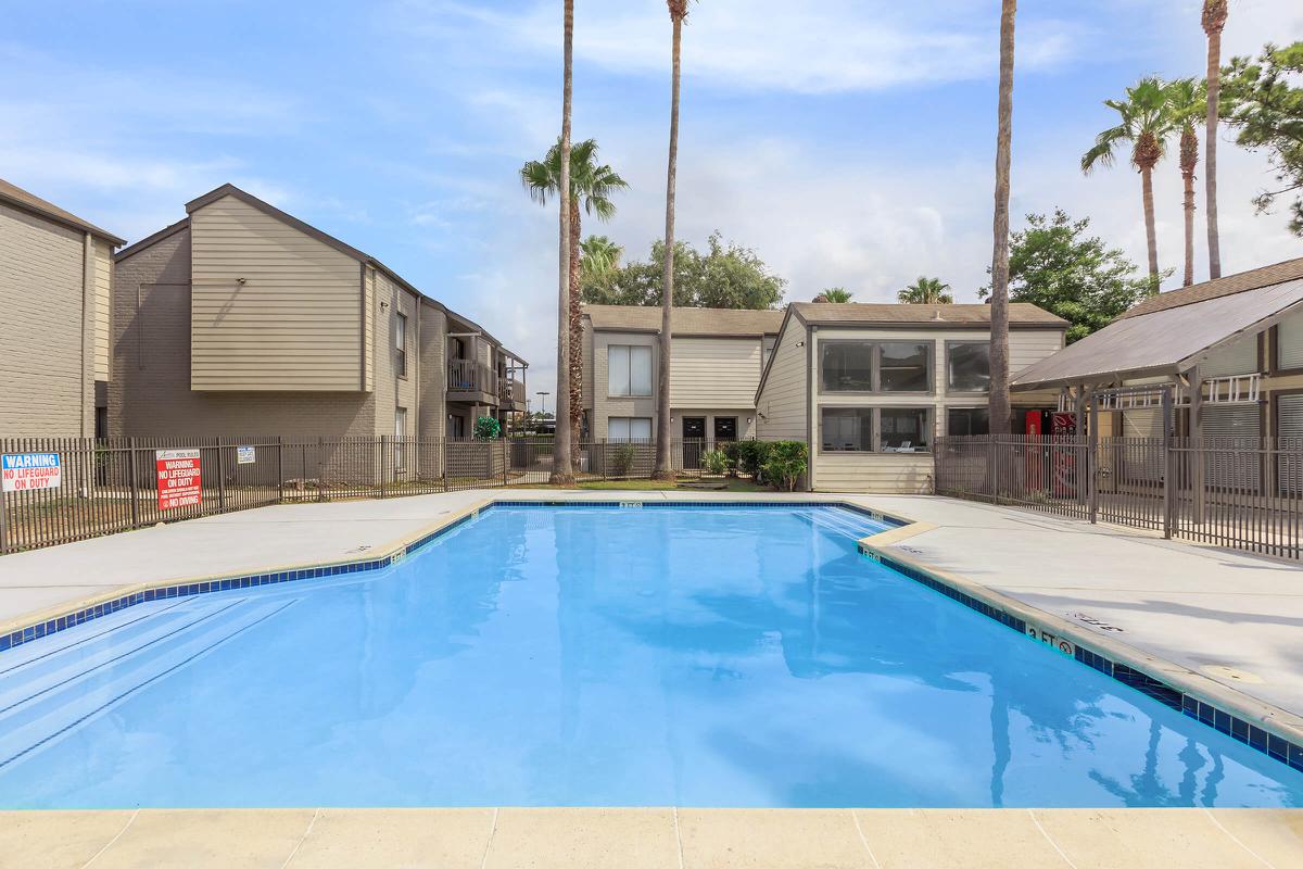 a pool next to a building