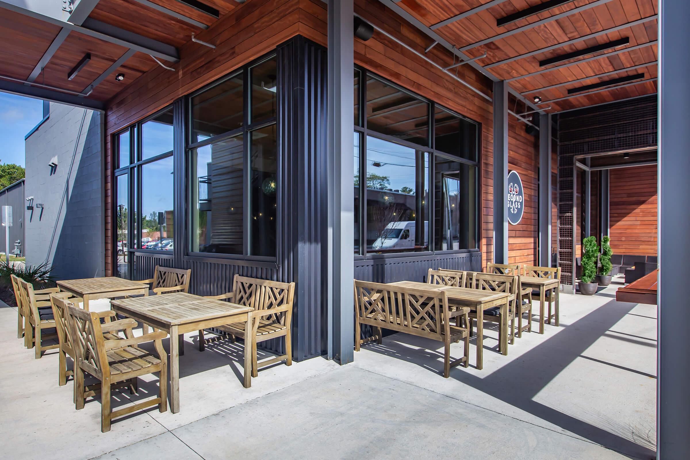 Soak up the sun with outdoor seating at South Front In Wilmington, North Carolina.