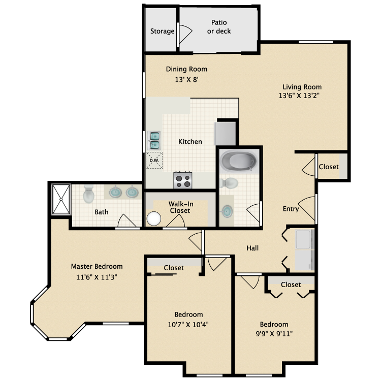 Floor plan image of 3 Bed 2 Bath B