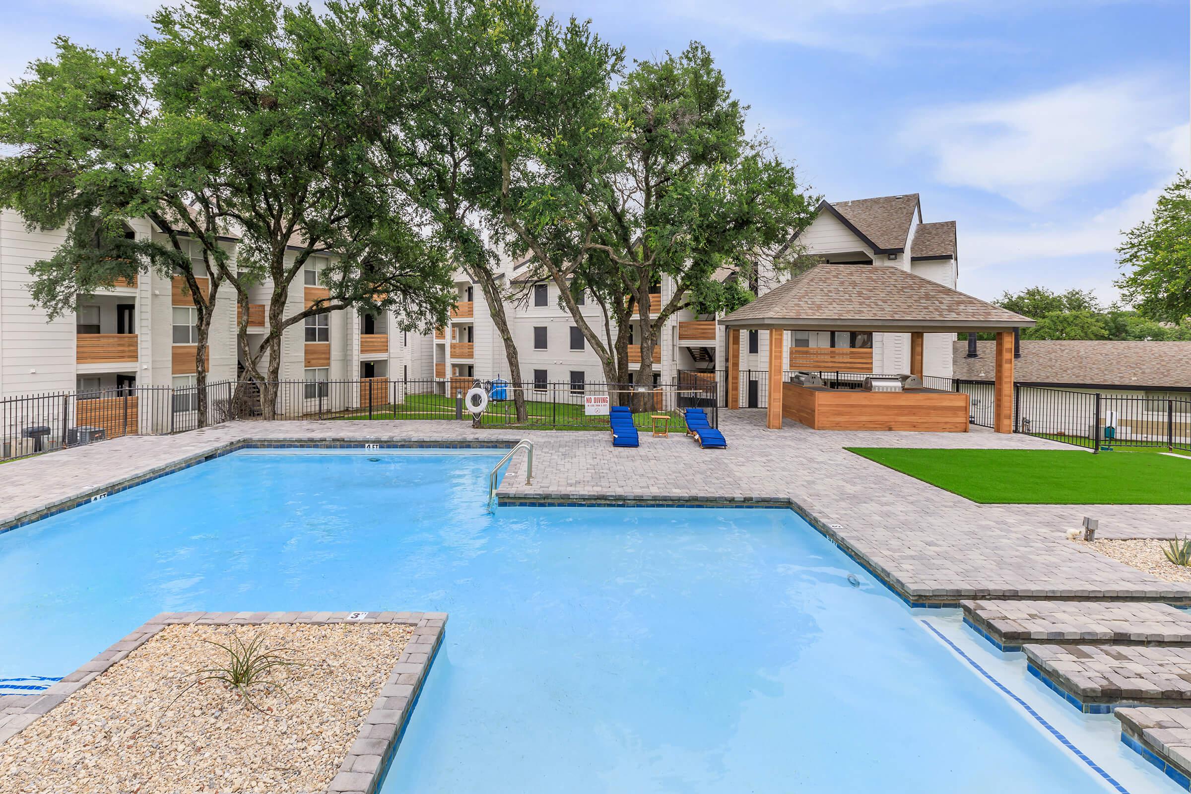 a small house in a pool