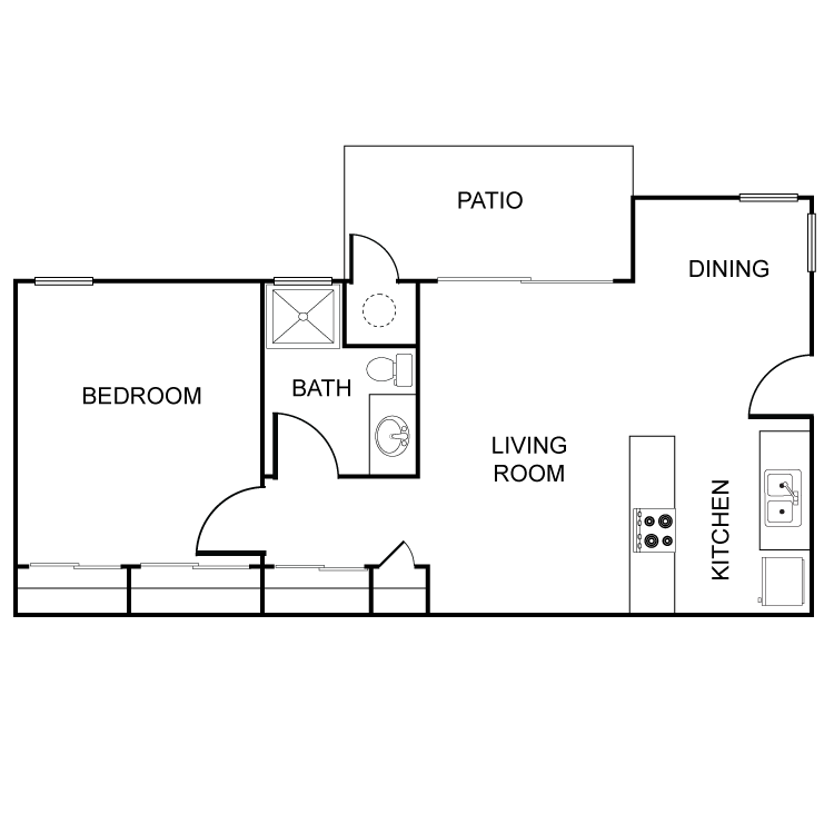 Floor plan image of 1 Bed 1 Bath
