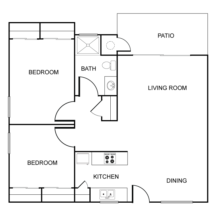 Floor plan image of 2 Bed 1 Bath