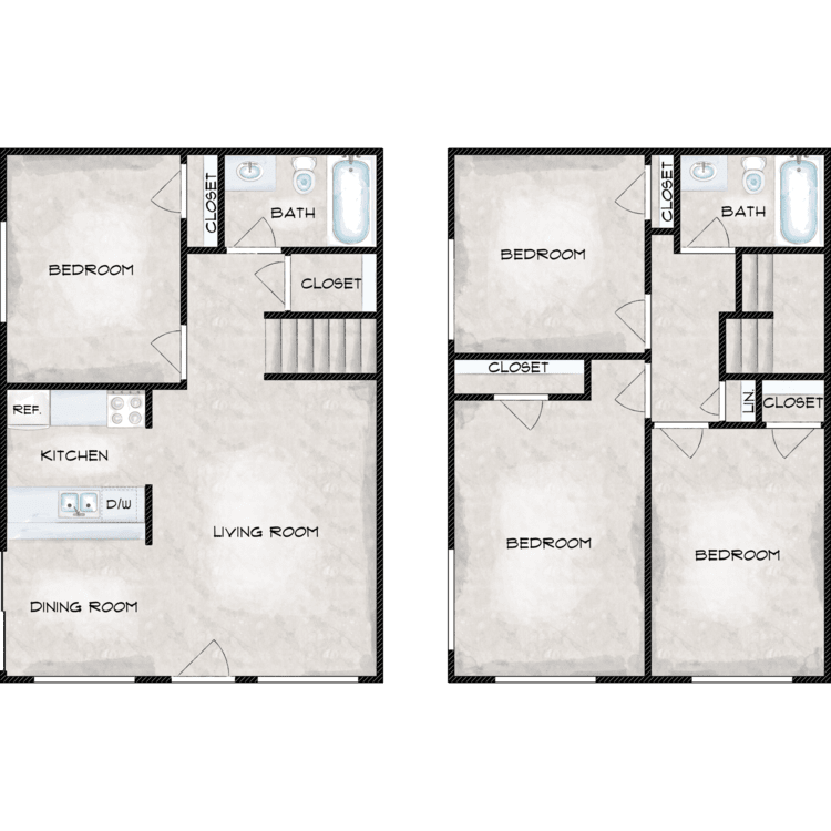 4 Bedrooms 2 Baths floor plan image