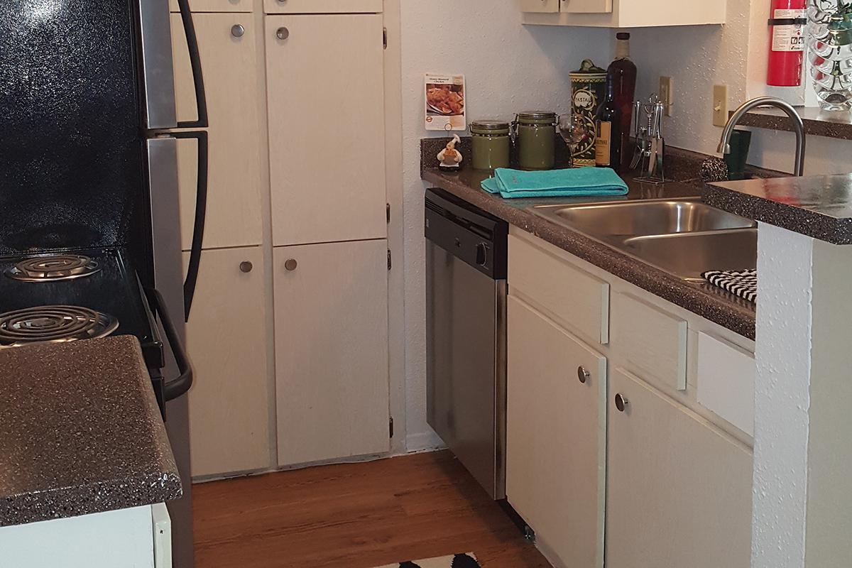 a kitchen with a stove sink and refrigerator