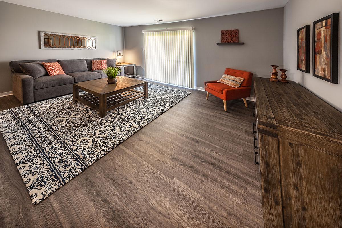 a living room filled with furniture and a rug