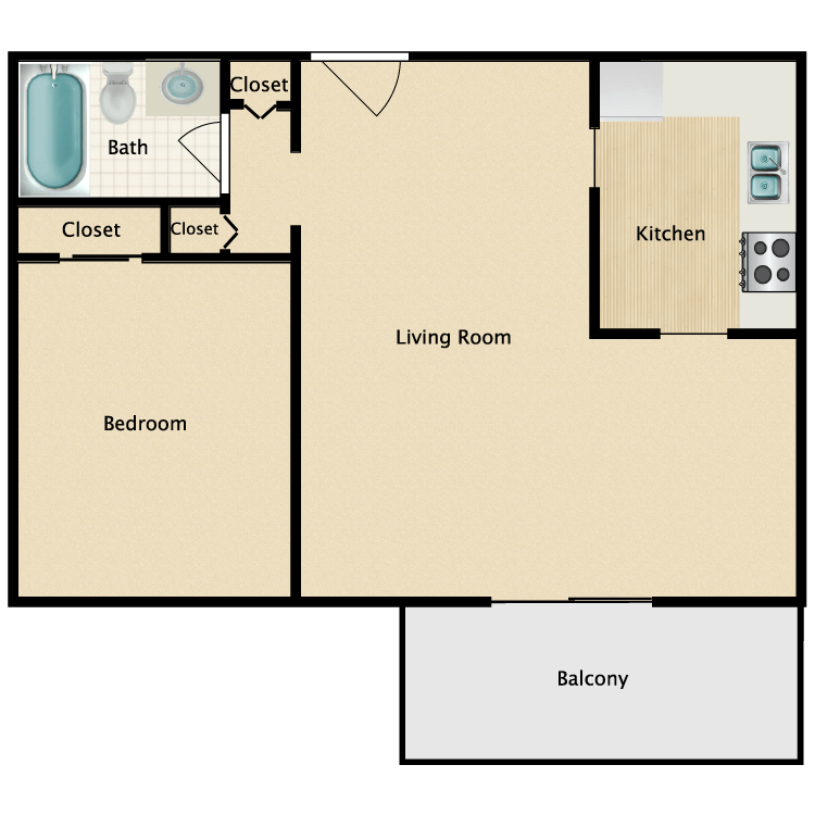 Floor plan image of One Bedroom Luxury