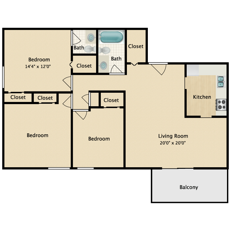 Floor plan image of Three Bed Upgrade