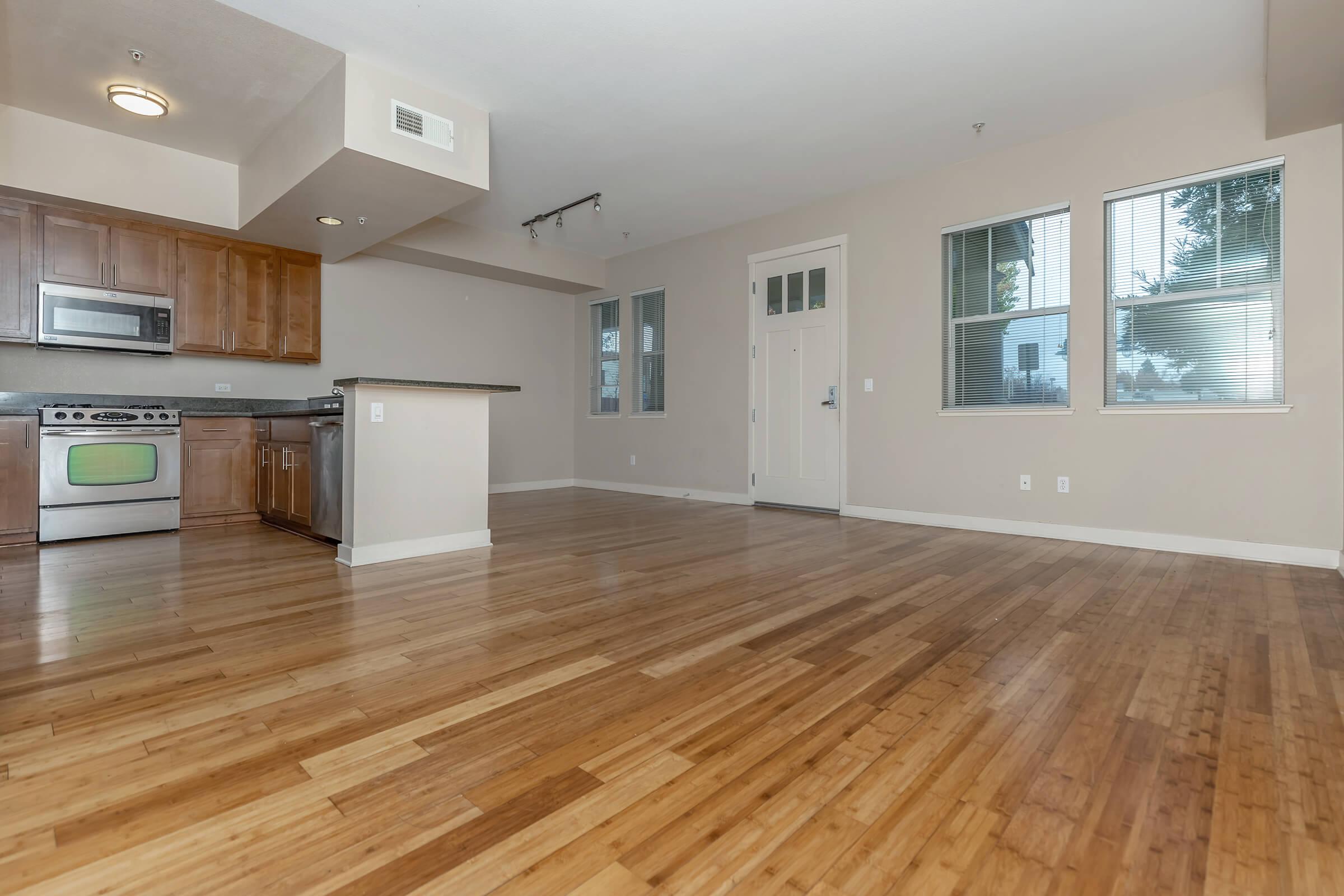 a room with a wood floor