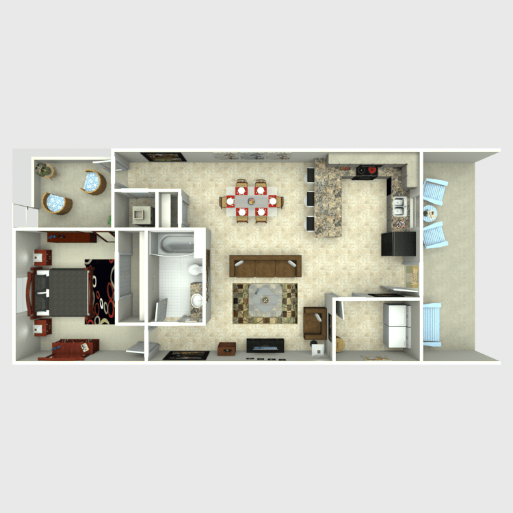 Floor plan image of 1 Bed 1 Bath