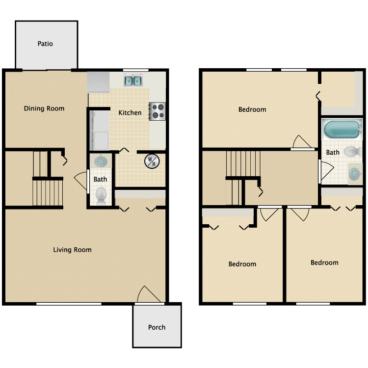 Floor plan image of 3 Bed 1.5 Bath Th