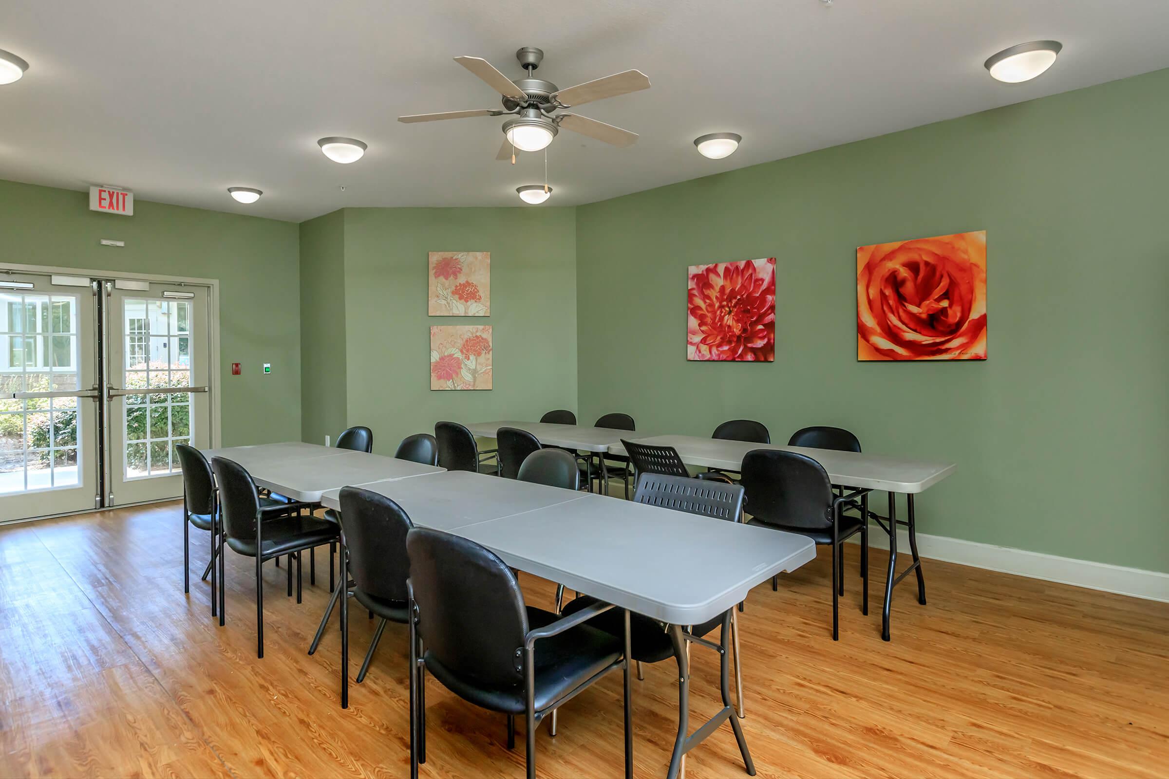 a room filled with furniture and a table