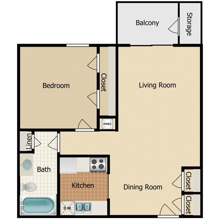 1 Bedroom floor plan image