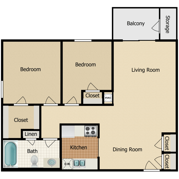 2 Bedroom floor plan image