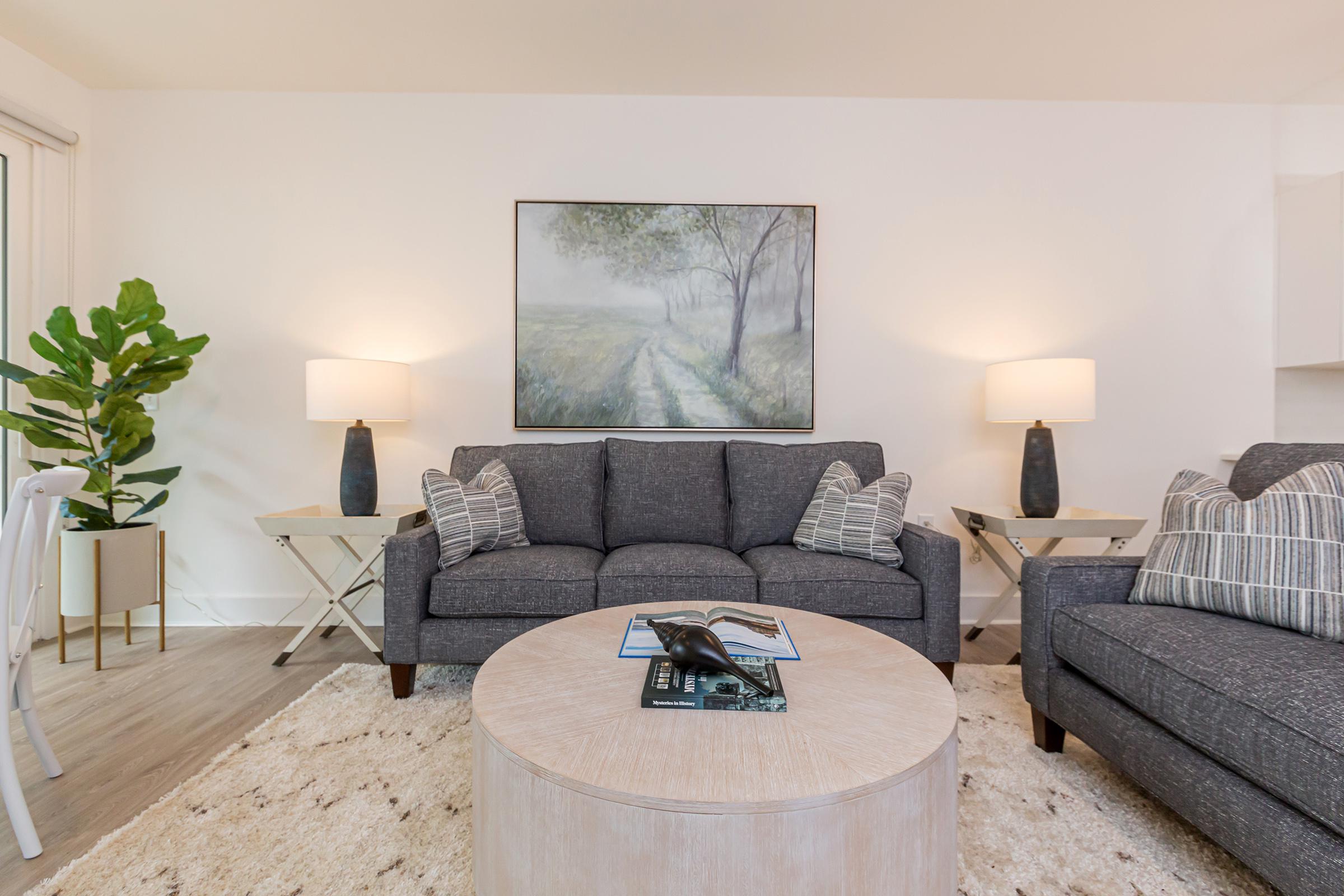 a living room filled with furniture and a flat screen tv