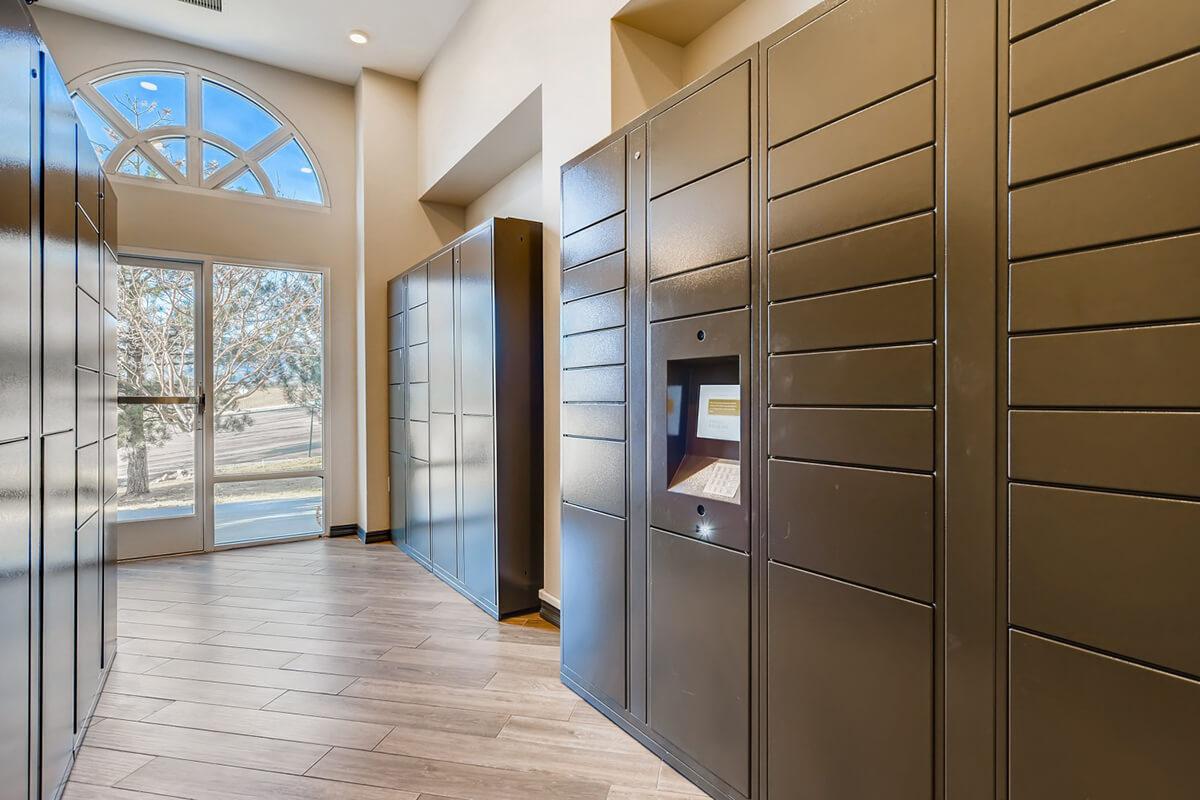 a room with a large window