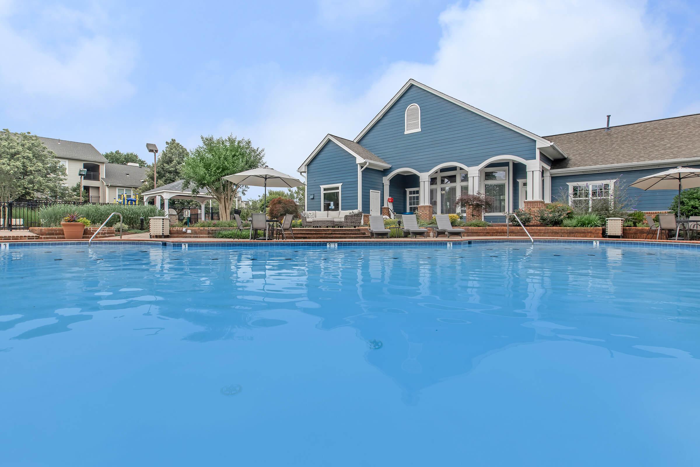 a small house in a pool of water