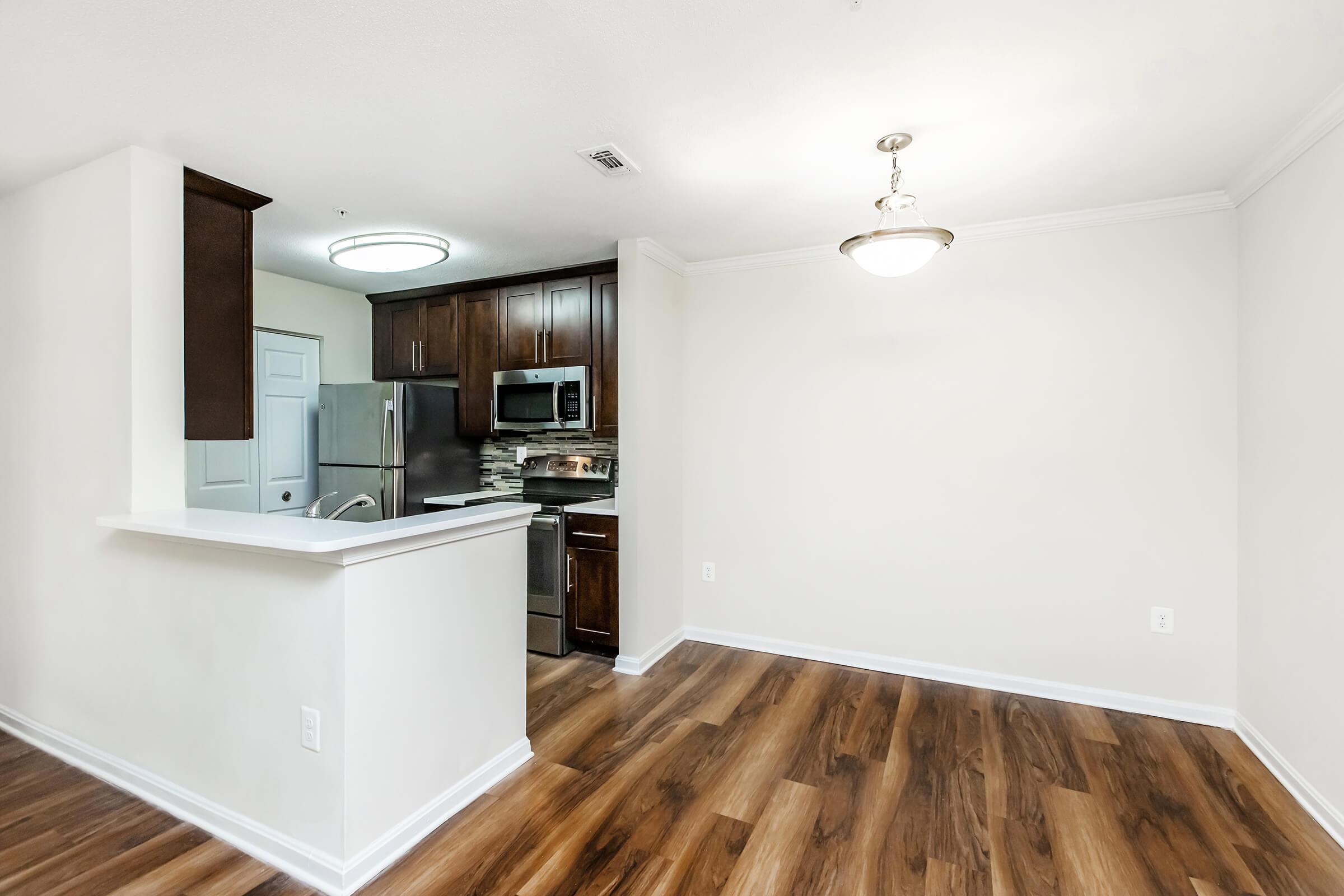 a room with a hard wood floor