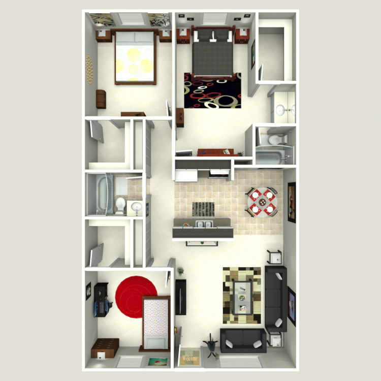 Floor plan image of 3 Bed 2 Bath Flat A