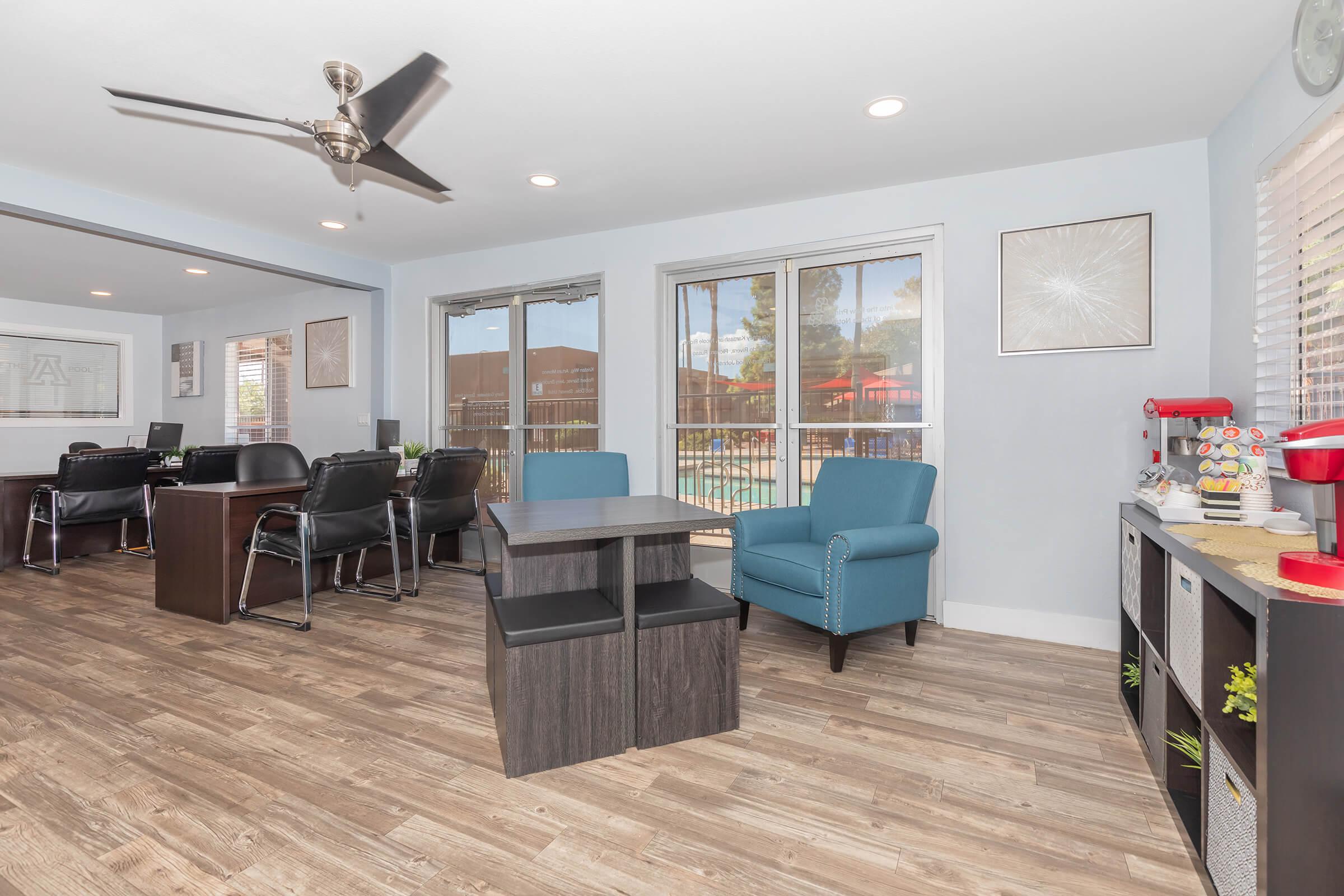 a room filled with furniture and a tv