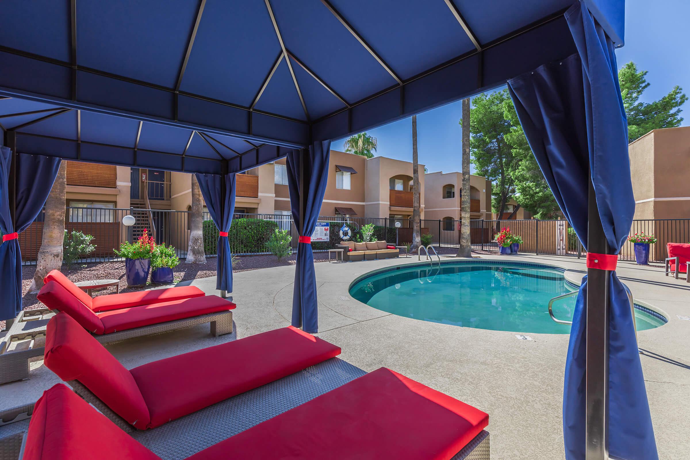 a red white and blue umbrella