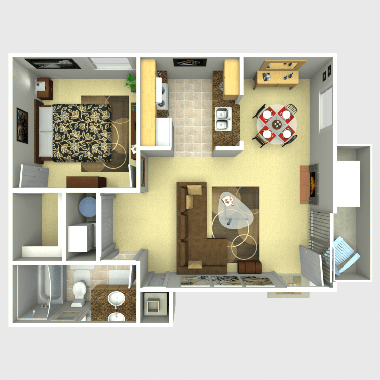 Floor plan image of 1 Bed 1 Bath