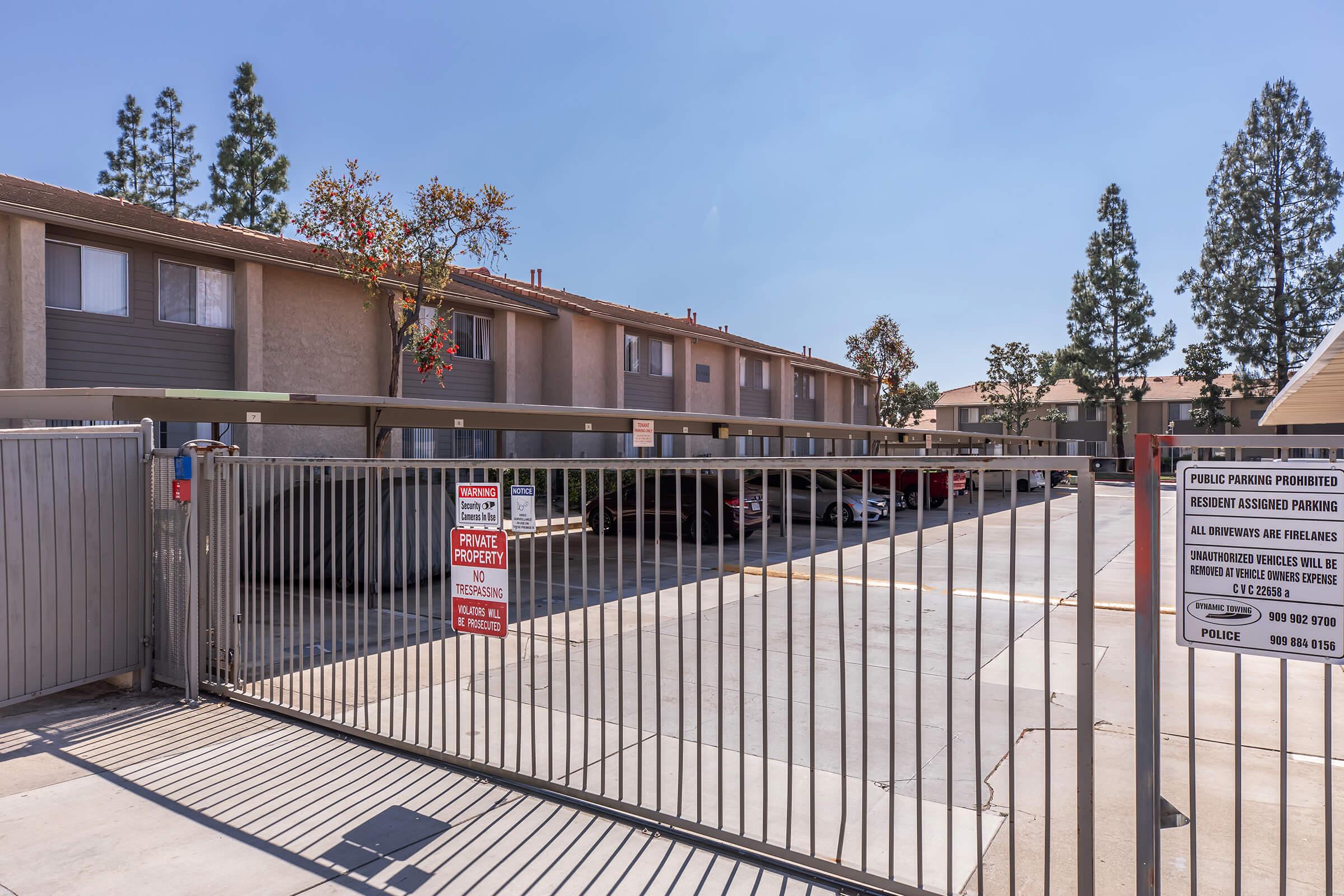 a building with a metal fence