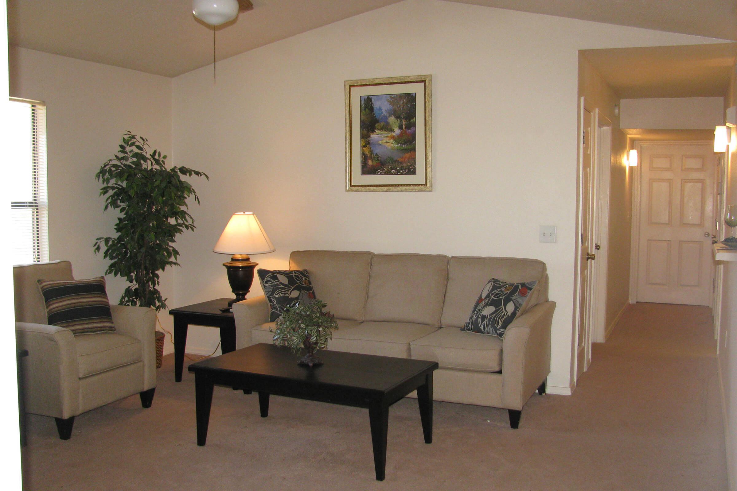 a living room filled with furniture and a fireplace