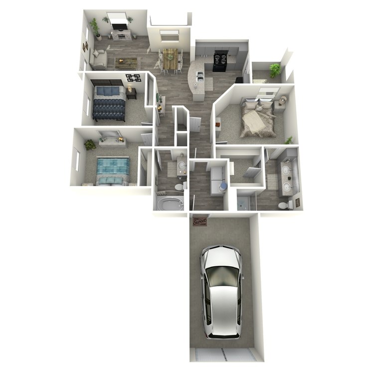 Floor plan image of 3 Bed 2 Bath C1-L
