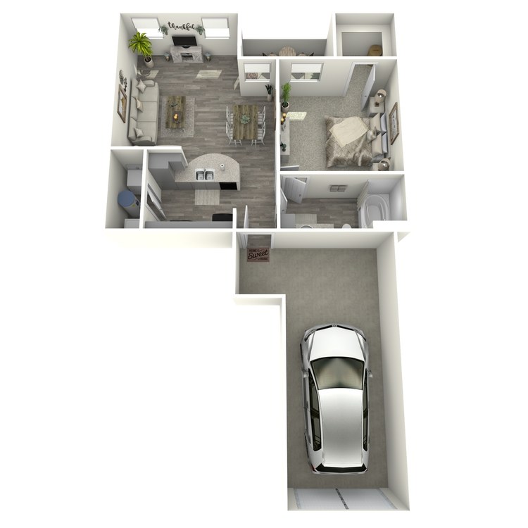 Floor plan image of 1 Bed 1 Bath A1-L