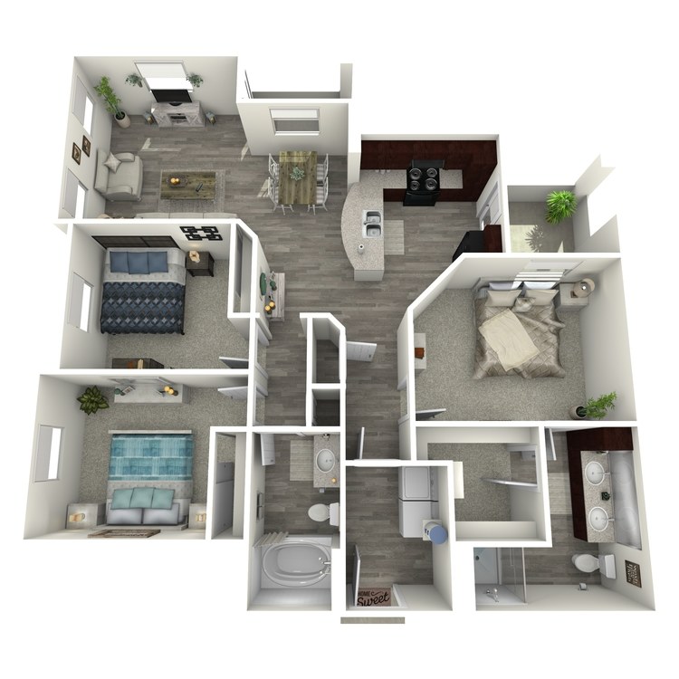 Floor plan image of 3 Bed 2 Bath A